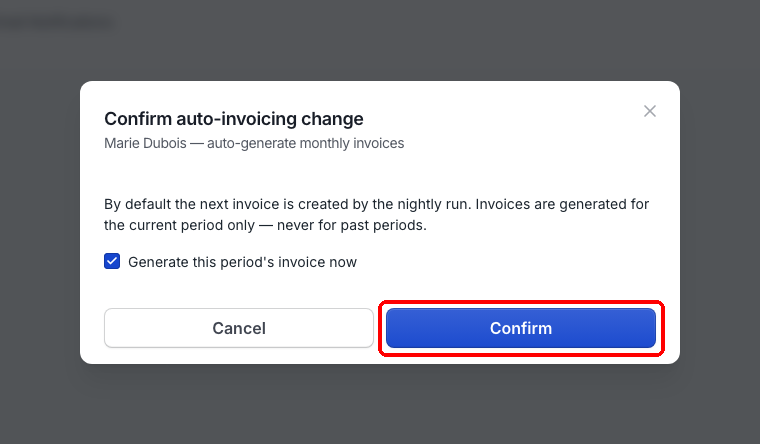 Click Confirm to save the change.